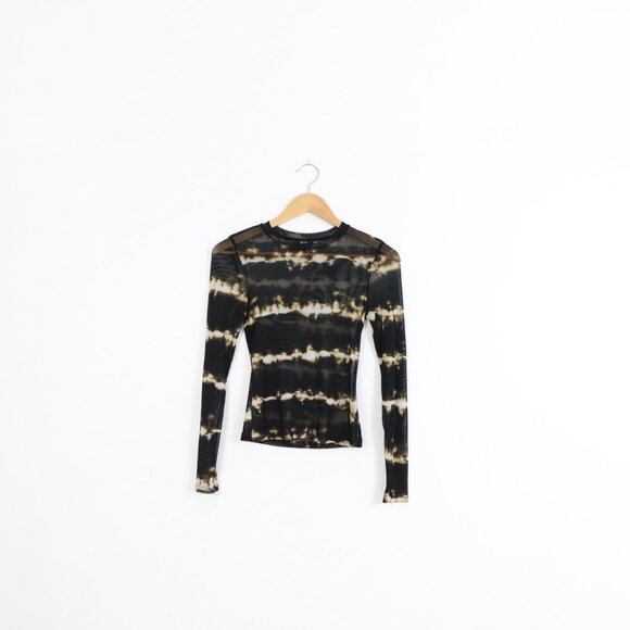 *Iris Black and Brown Mesh Long Sleeve Top - Picture 3 of 7